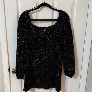 Black Sequin Long Sleeve dress